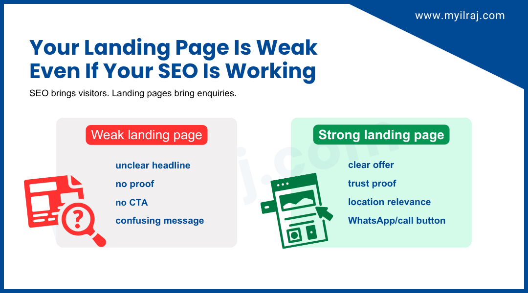 SEO leads Problem Weak Landing Page