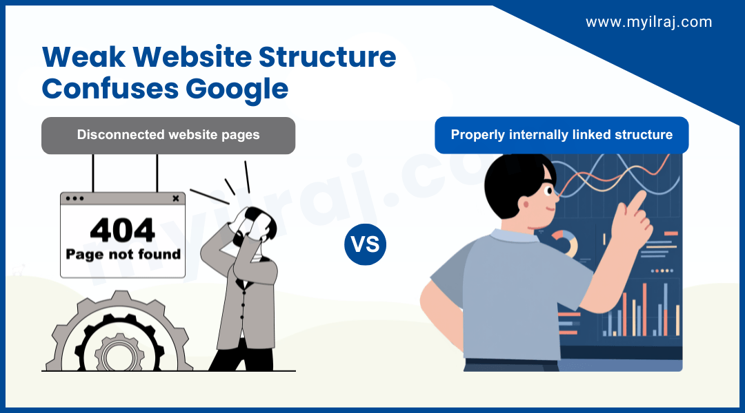 Comparison between poor website structure and properly linked SEO friendly website
