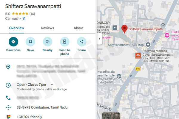 Google Business Profile showing the approved phone number and map location Google Business Profile showing the approved phone number and map location